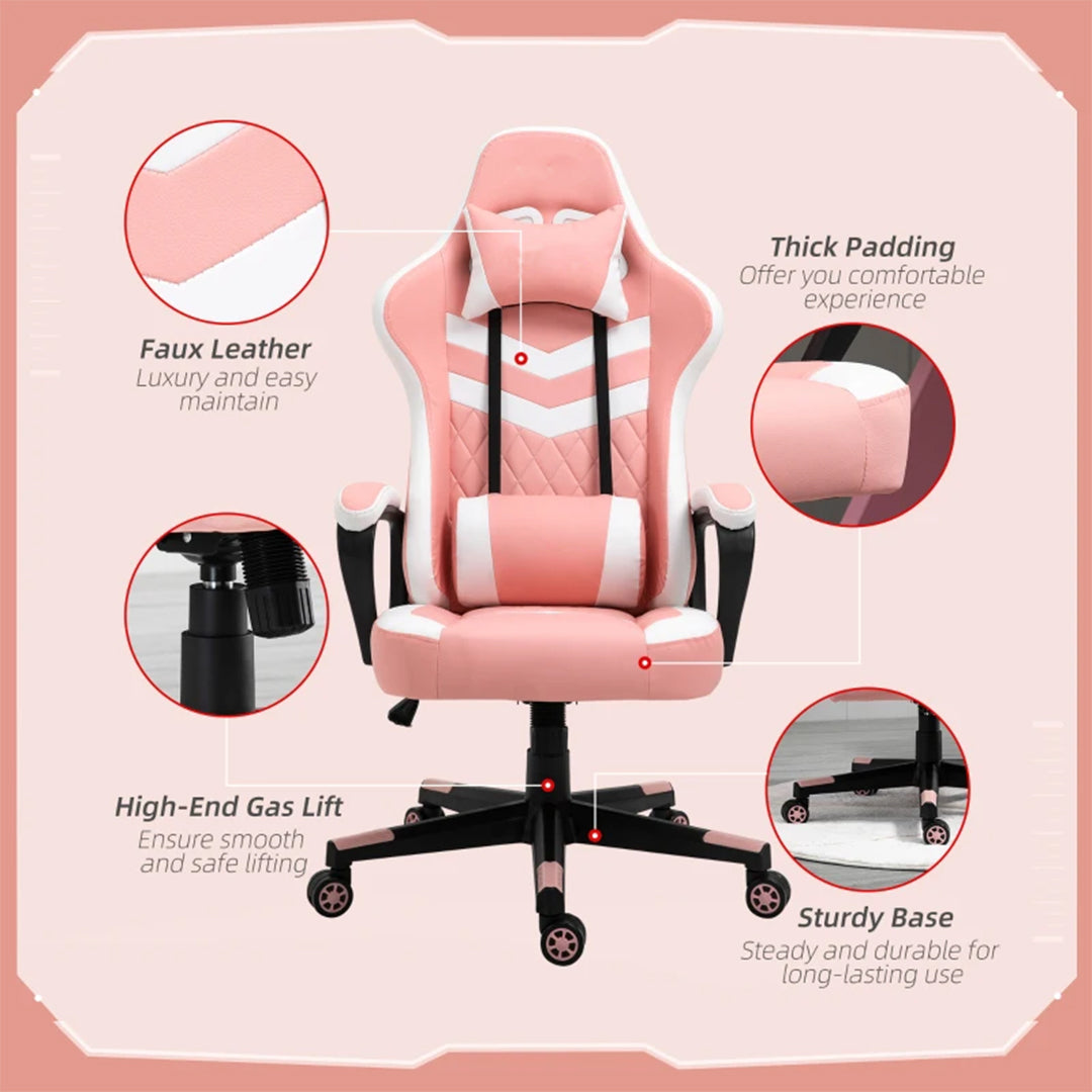 Ergonomic Pink Gaming Chair | Homely Heven