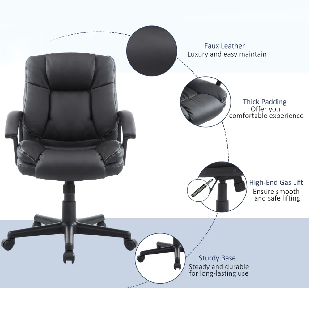 Homely Heven PU Leather Executive Office Chair Black